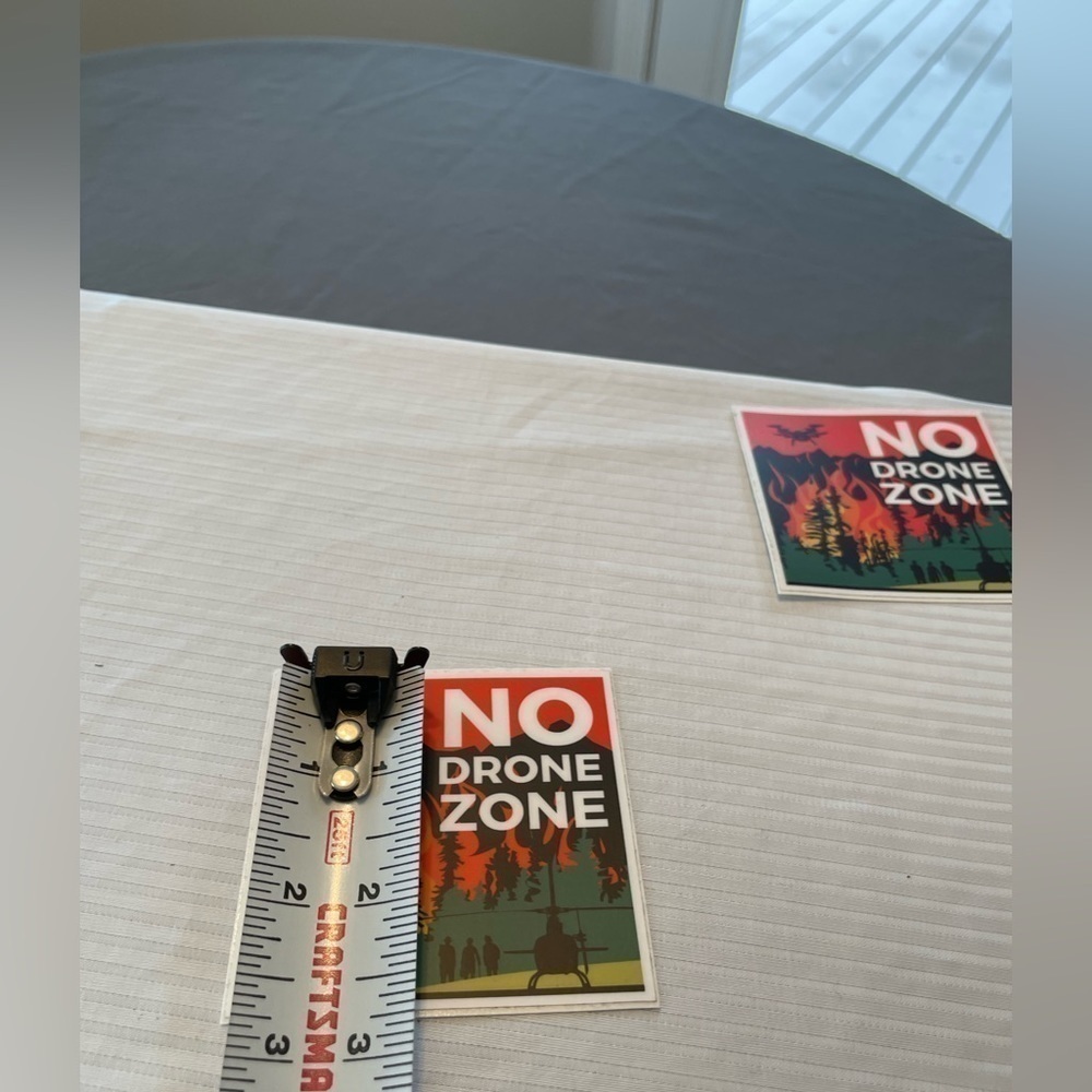 Stickers. No Drone Zone. 2 stickers. Measurements in pics. Lots of uses. New. - Picture 3 of 4